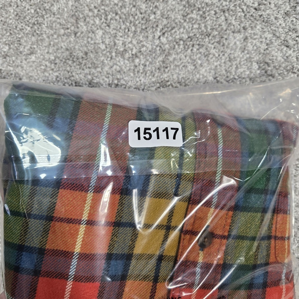 Vintage J.Crew Oarsman Flannel Shirt Mens Large Colorful Plaid madras *FLAW* - Picture 9 of 9
